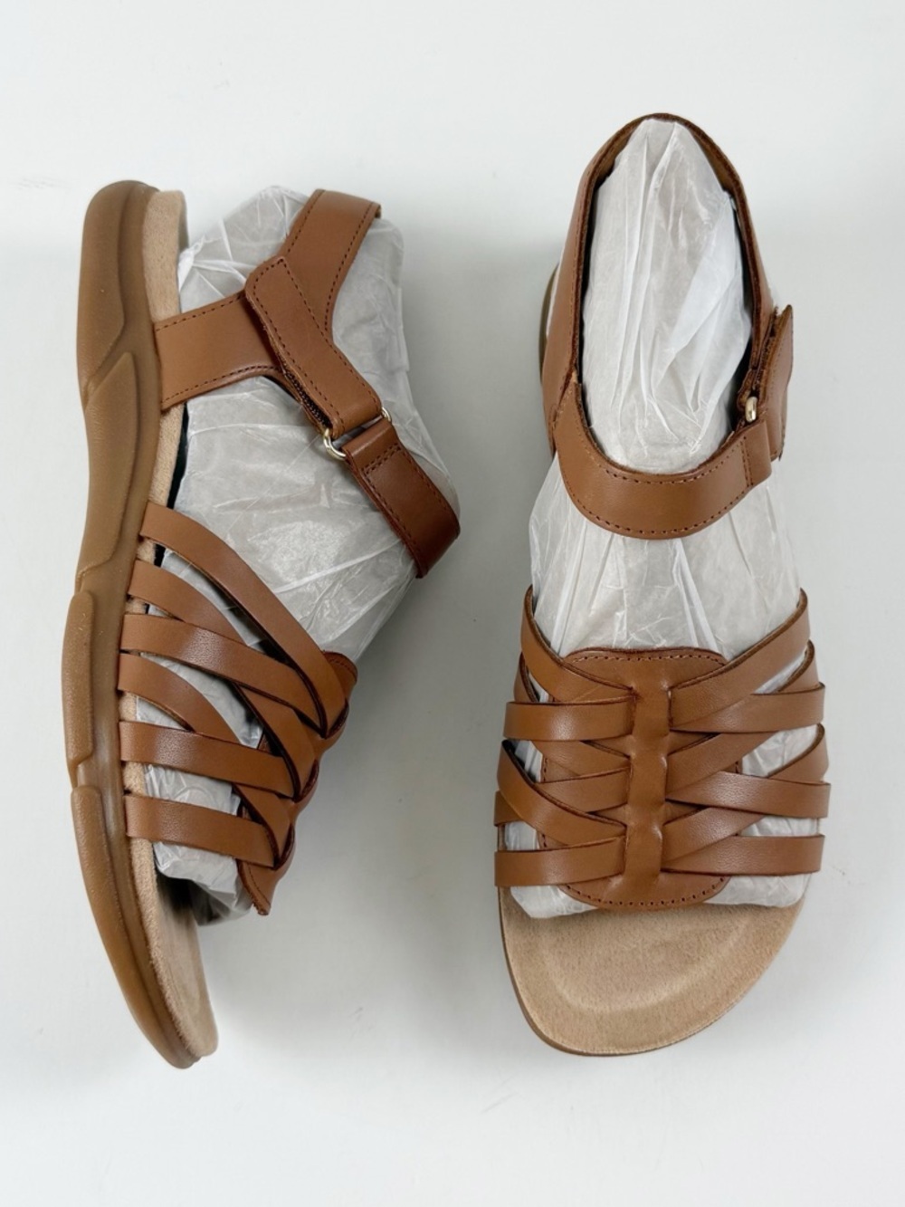 Easy Spirit Marlene Woven Strappy Flat Sandals Womens 9M Medium Brown NWT